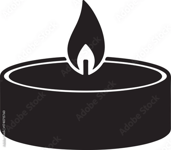 Fototapeta Elegant minimalist candle illustration creating soft light and warmth for peaceful moments and spiritual reflection in dark black