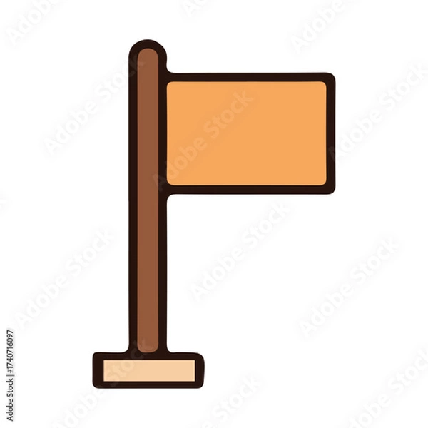 Fototapeta A flag on a pole isolated on white background