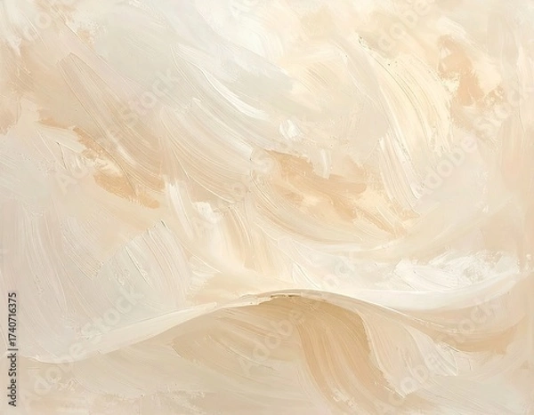 Obraz Abstract Beige and White Swirling Brushstrokes on Canvas Neutral Tones Soft Texture Modern Wall Art Decorative Background Elegant Design Smooth Strokes