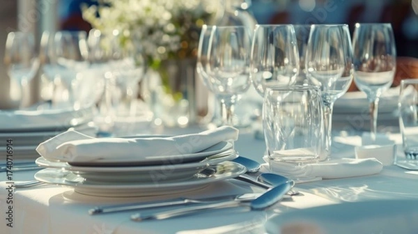 Fototapeta A photo of catering event tableware