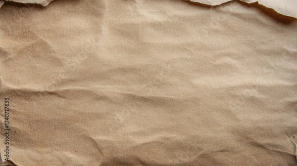 Obraz A textured, crumpled sheet of brown paper, showcasing natural folds and a rustic appearance.
