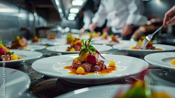 Fototapeta A photo of catering plating techniques