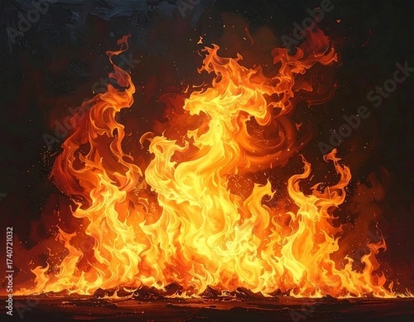 Obraz Intense Flames - A Fiery Display of Heat and Light.