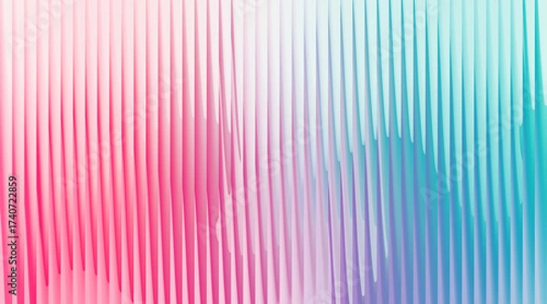 Fototapeta A vibrant and colorful abstract background featuring a glossy, ribbed texture with a pink to cyan gradient.