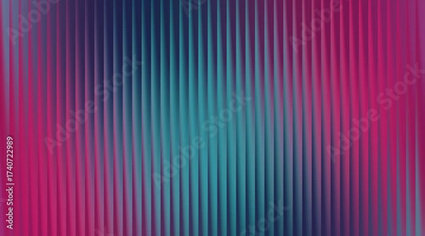 Fototapeta Abstract background with vertical corrugated lines in a vibrant teal and magenta gradient.