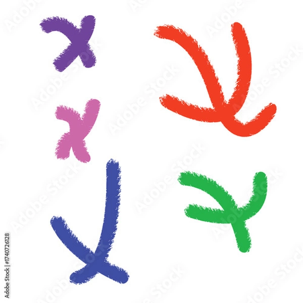 Fototapeta Four colorful hand draw arrows and crosses