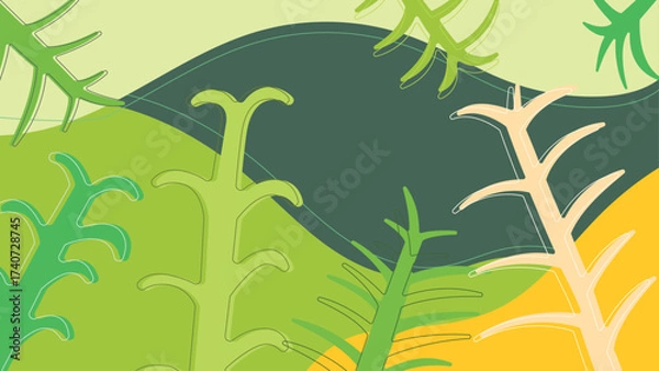 Obraz Abstract Foliage Composition in a Gradient Color Palette. Forest Abstract Background.