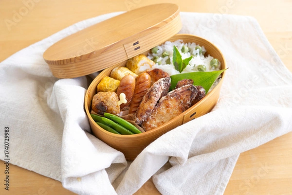 Obraz 豆ごはんのお弁当