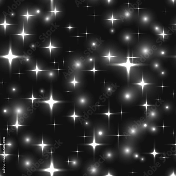 Fototapeta seamless background with black and white stars and blurs