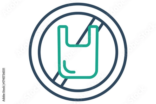 Fototapeta No plastic sign. line icon style. icon related to zero waste. waste elements vector illustration