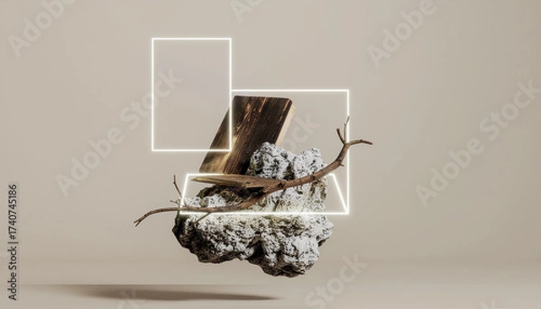 Fototapeta Nature and Concrete Base Abstract Geometry with Soft Lighting