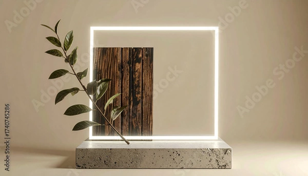 Fototapeta Nature and Concrete Base Abstract Geometry with Soft Lighting