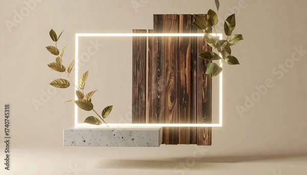 Fototapeta Nature and Concrete Base Abstract Geometry with Soft Lighting