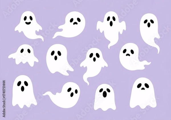 Obraz Cute Halloween Ghosts Collection