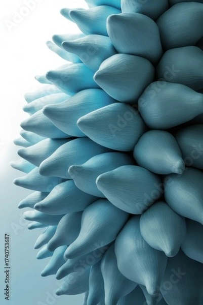 Fototapeta Abstract teal layered succulent forms, close-up texture, organic repeating shapes, modern botanical art, vibrant natural pattern