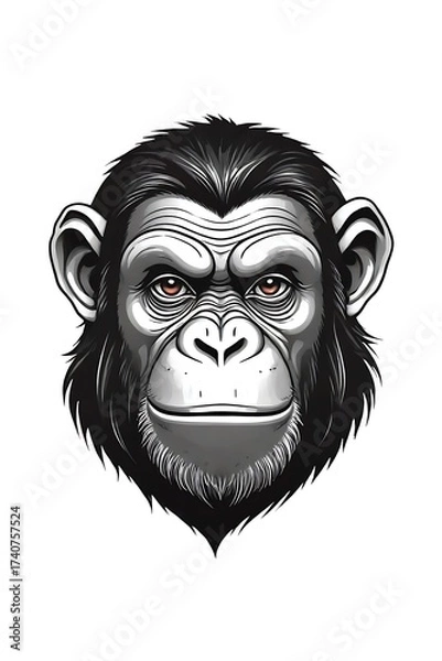 Fototapeta Cartoon of a monkey with red eyes