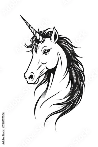 Fototapeta Unicorn with a long mane and a pointed horn