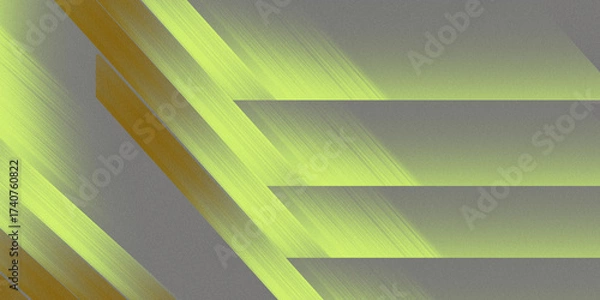 Fototapeta Modern golden yellow stripe line pattern on gray backdrop with gradient grainy texture and soft lighting effect