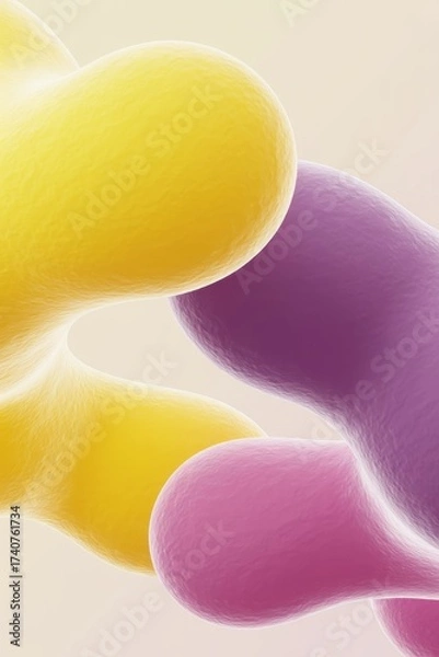 Fototapeta Vibrant Yellow and Purple Abstract Background with Organic Shapes, Smooth Flowing Forms, and Dynamic Liquid Movement