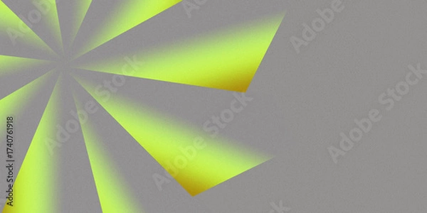 Fototapeta Abstract yellow sunburst pattern on gray background with glowing grainy noise texture and smooth gradient flow