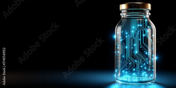 Fototapeta Innovative mrna vaccine technology in a sci-fi laboratory environment digital art concept with futuristic vibes