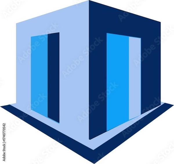 Obraz A room with dark blue and light blue colors  .