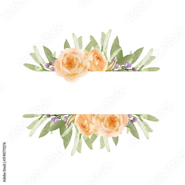 Obraz 水彩で描いた秋色の薔薇の長方形フレーム