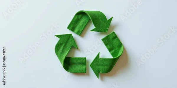 Obraz Recycling symbol green arrow sustainability concept clean eco friendly environment upcycling reduce reuse