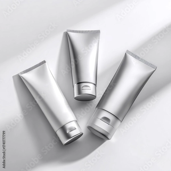 Obraz isolated product mockup on white table with ample copyspace and soft shadow, neutral minimal styling