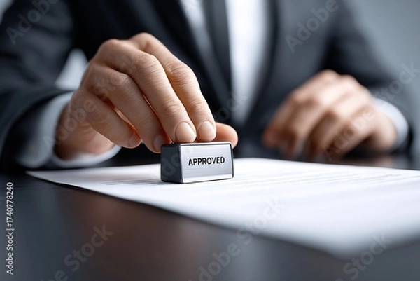 Obraz hand holding a message on the word APPROVED