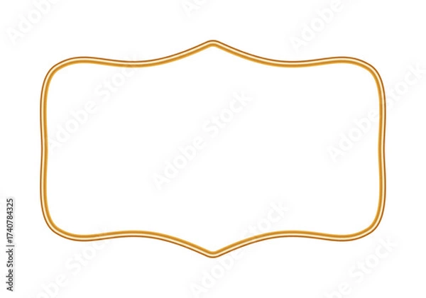 Fototapeta Shiny golden realistic 3d frame. Ornamental border in oriental style. Indian decorative element. Object mockup for photo frame. Vector for certificate, diploma, stamp, vignette