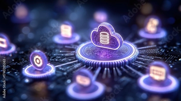 Fototapeta Advanced CPU Chip Technology The Core of Digital Processing and Computer Microchip Innovation