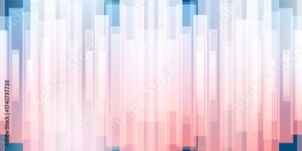 Fototapeta Abstract vector background with vertical layers of gradient rectangles, thick lines in soft peach, pink and blue tones. Modern geometric design for digital, decorative and creative use.