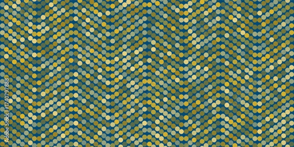 Fototapeta Abstract spotted vector pattern with colorful dots forming wavy zigzag lines. Modern geometric background design, perfect for digital art, decoration, wallpaper, or creative templates.