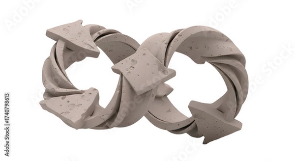 Obraz Concrete Interlocked Chain Link Structure on White Background
