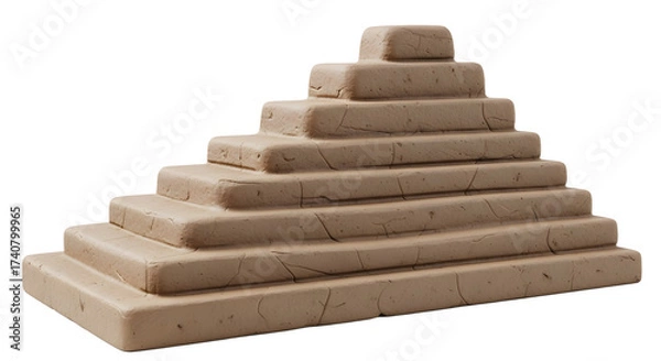 Fototapeta Beige Pyramid Shape Structure Made of Stone on White Background