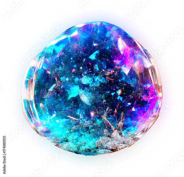 Fototapeta Abstract Crystal Orb with Glowing Interior and Transparent Background