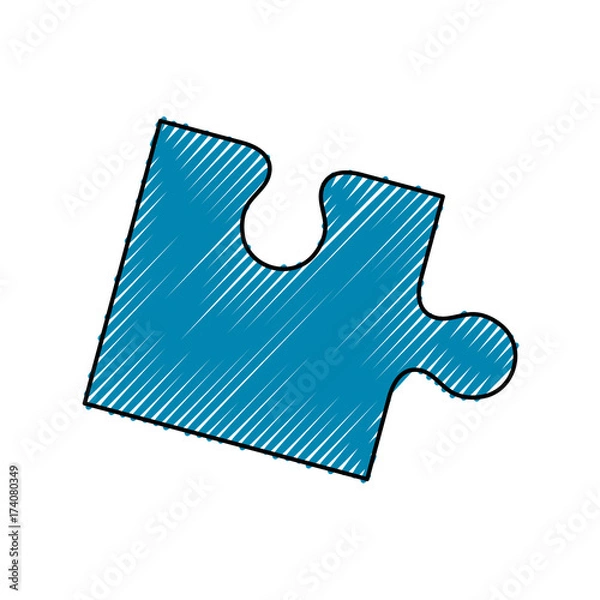 Fototapeta colored  puzzle piece doodle  over white  background vector illustration