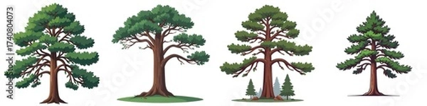 Fototapeta A Variety of Stylized Trees in Different Shapes and Sizes