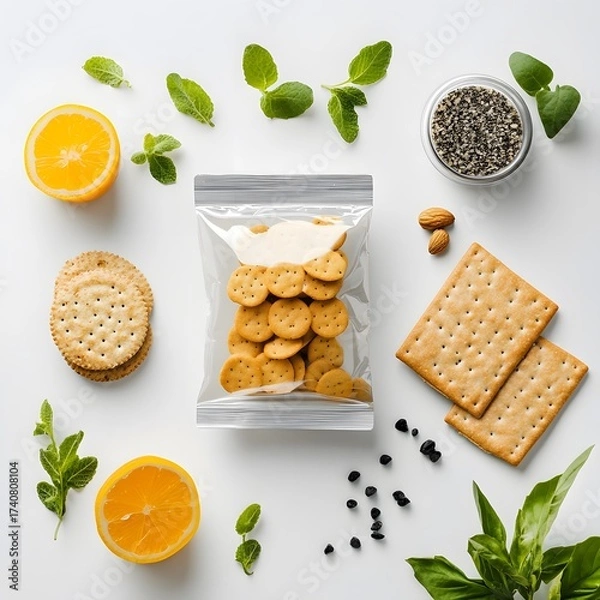 Obraz A packaged snack mockup displayed on a white background