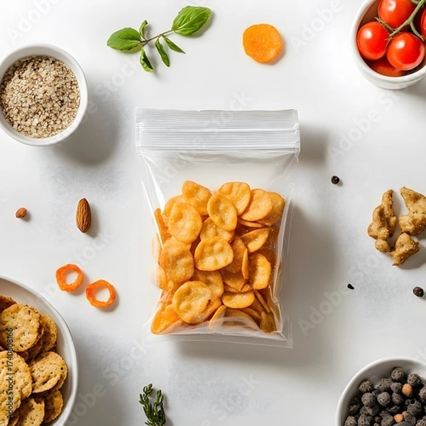 Obraz A packaged snack mockup displayed on a white background