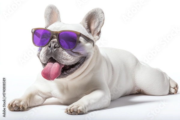Fototapeta funny white dog, AI generated