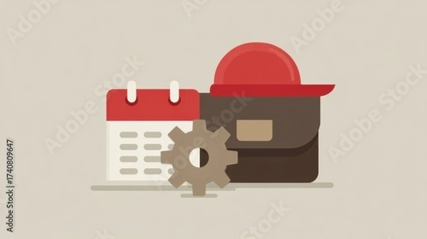 Fototapeta Project management essentials planning tools office graphic design minimalist top-down productivity strategies
