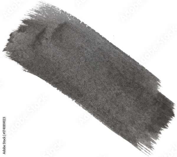 Fototapeta Abstract Gray Brush Stroke On Transparent Background With Rough Texture