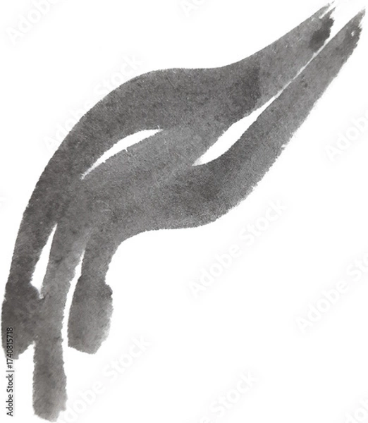 Fototapeta Abstract Ink Stroke Graphic Element with Gray Tones on Transparent Background