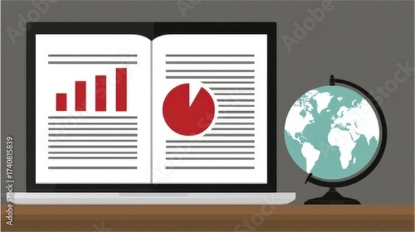 Fototapeta Analyzing global market trends business insights digital report professional office analytical perspective