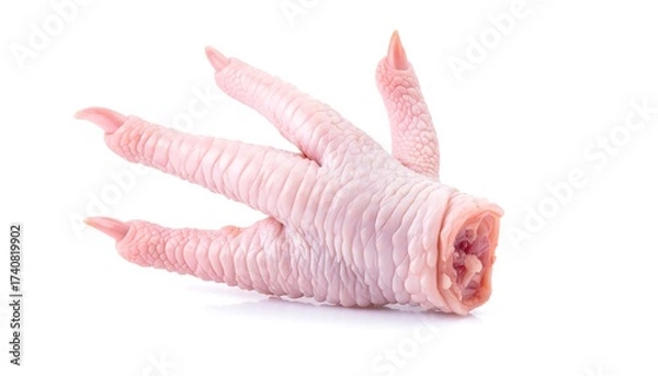 Fototapeta Close-up Shot of a Raw Chicken Foot Isolated on a White Background
