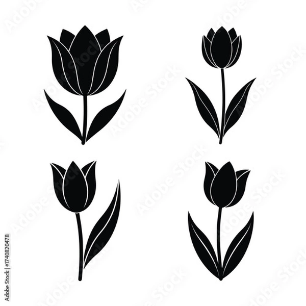 Obraz Tulip Flower Icons Collection for Spring Garden and Decoration