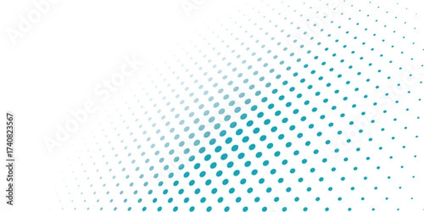 Fototapeta Transparent Vector Gradient Blue Color Halftone Background Staggered Dots Pattern modern dotted