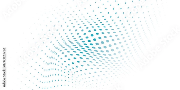 Fototapeta Transparent Vector Gradient Blue Color Halftone Background Staggered Dots Pattern modern dotted. abstract vector illustration